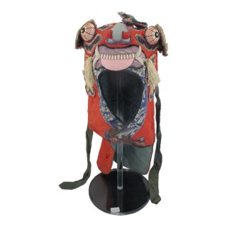 Antique Chinese Elaborate Silk Embroidered Dragon Tiger Baby Hat With Butterfly For Sale