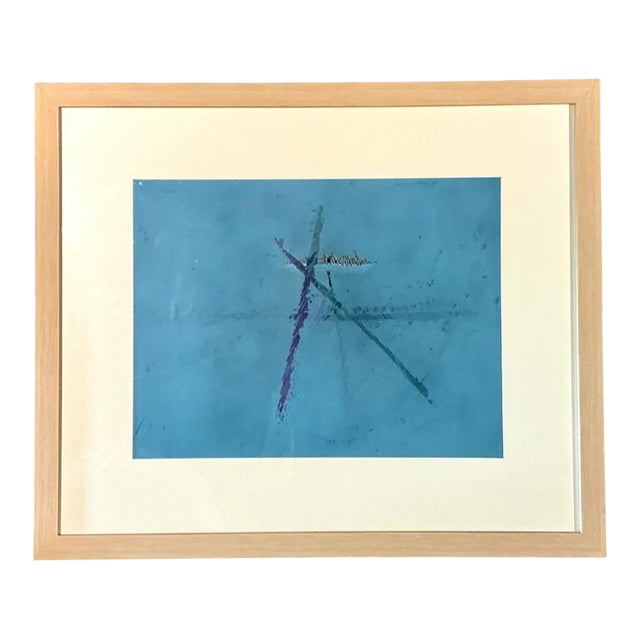 Vintage Original Abstract Oil Paining on Paper For Sale