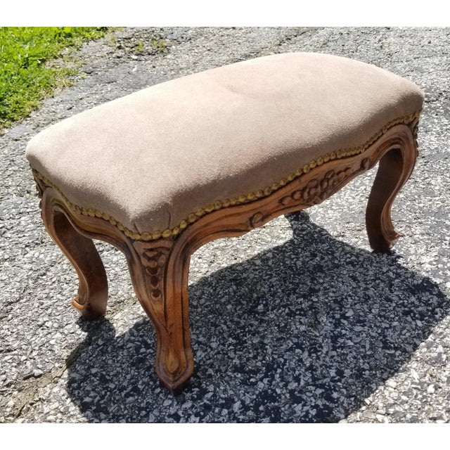 Taupe 1980s Small Italian Footstool With Taupe Ultrasuede For Sale - Image 8 of 8