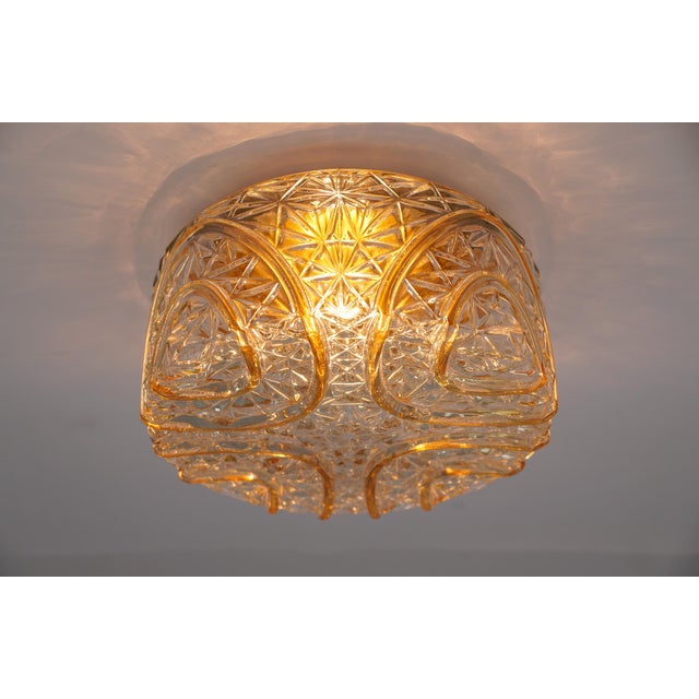 Roiund 3D Amber Glass Flush Mount Lamp by Limburg, Germany, 1960s For Sale - Image 13 of 15
