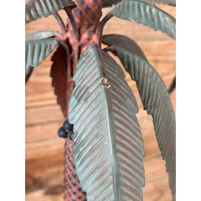 Vintage Coastal Tole Metal Palm Tree Tall Floor Candle Holders-Pairs For Sale - Image 10 of 13