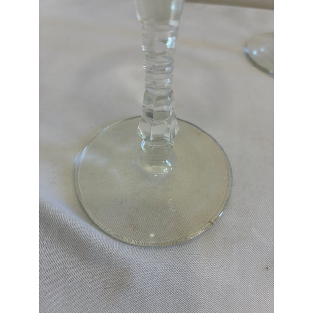 Vintage Libbey Rock Sharpe Etched Crystal Champagne Coupes - Set of 3 For Sale In Oklahoma City - Image 6 of 7