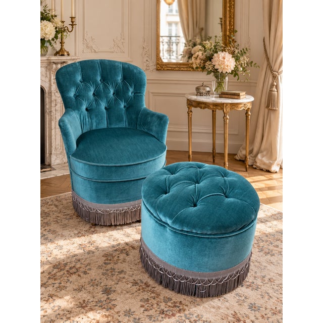 Set of Chaise Lounge and Ottoman, 1950s For Sale - Image 13 of 14