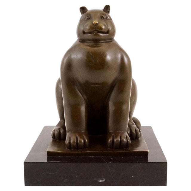 Brown After Fernando Botero, Fat Cat, 20th Century, Bronze For Sale - Image 8 of 8
