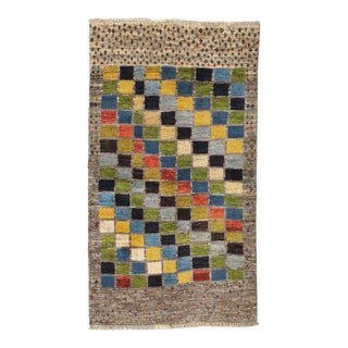 Vintage Hand-Knotted Persian Gabbeh Rug 3'3" X 6'0" For Sale