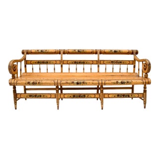 19th C. American Federal Floral Painted Bench For Sale
