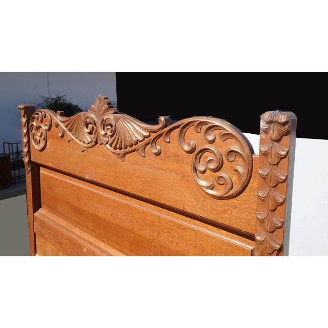 1930s 1930's Vintage French Country Oak Wood Full Bed Frame For Sale - Image 5 of 11