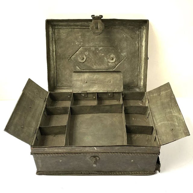 Anglo Indian Georgian Campaign Patinated Brass Desk Box For Sale - Image 10 of 12