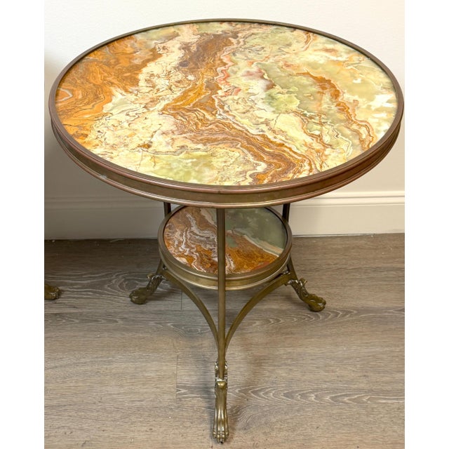 Pair French Neoclassical Bronze & Book-Matched Onyx Gueridons For Sale - Image 10 of 15