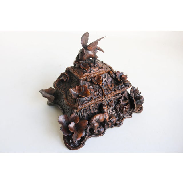 19th Century Black Forest Swiss Two Tier Jewelry Box with Fox and Bird, 1880 For Sale - Image 3 of 15