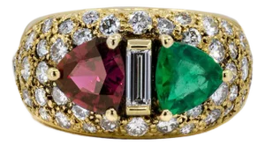Late 20th Century Emerald & Ruby Ring, Size 5