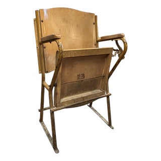 Vintage Industrial Chic Cinema Chair in Iron and Curved Wood from Vimercate, Milan, 1950s For Sale