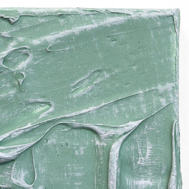 Contemporary Minimalist Textured Green Soft Contemporary Painting "Forces of Nature 23" Original Artwork by Len Klikunas For Sale - Image 3 of 10