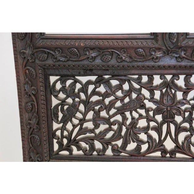 Anglo-Indian Mughal Hardwood Three-Panel Screen For Sale - Image 9 of 13