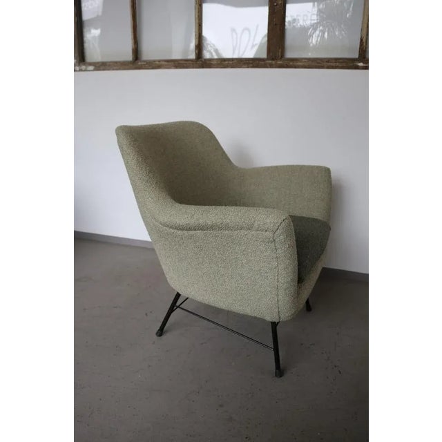 Vintage German Cocktail Chair in Green Boucle, 1950 For Sale - Image 5 of 9