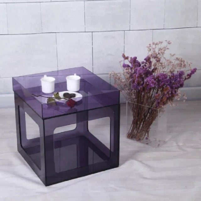Modern Modern Violet Acrylic Side Table For Sale - Image 3 of 6