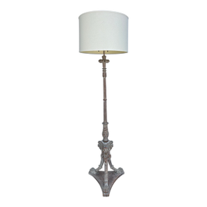 Antique French Neoclassical Carved Wood Floor Lamp.