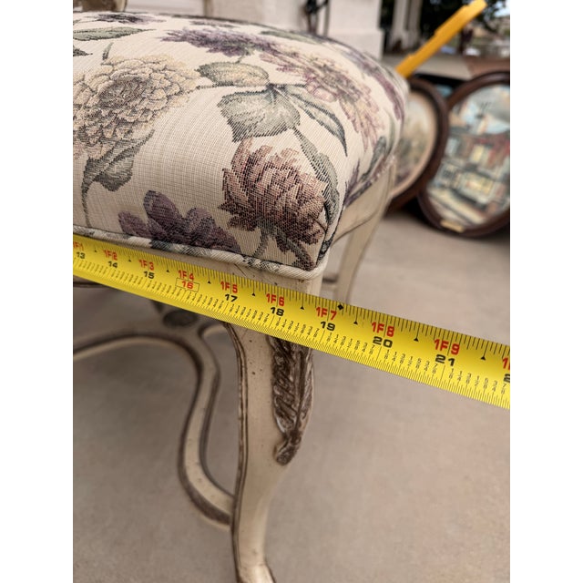 Mid 20th Century French Provincial Style Floral Tapestry Accent Chair With Distressed Finish For Sale - Image 9 of 11