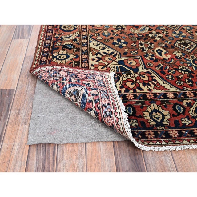 Traditional 1950 5'3"x8'6" Red Vintage Persian Bakthiar Hand Knotted Pure Wool Clean Oriental Rug For Sale - Image 3 of 7