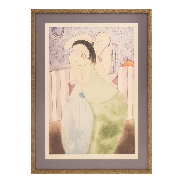 Eng Tay "Makeup" Etching in Colors, 1987 For Sale