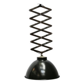 Vintage Industrial Black Enamel and Iron Scissor Pendant Light, 1950s For Sale