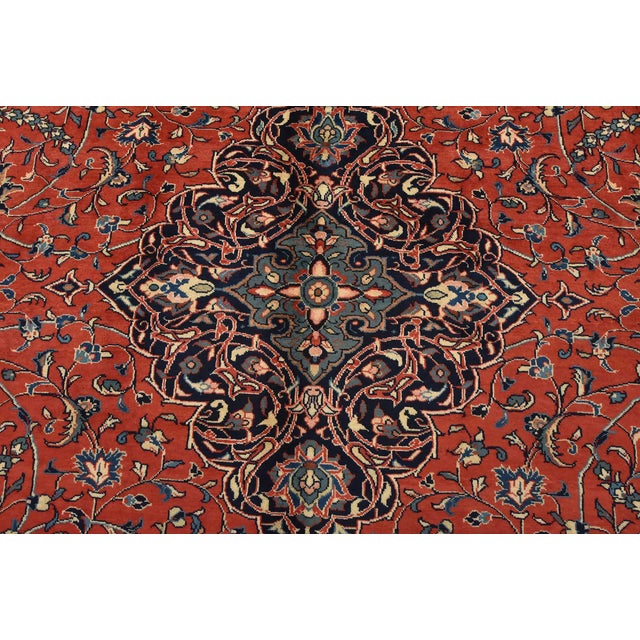 2000 - 2009 Sarouk Rug 9’5” X 12’6” Red Wool Vintage Traditional Hand-Knotted Carpet For Sale - Image 5 of 13