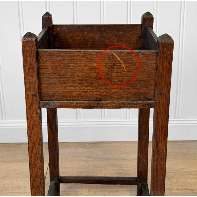 Antique Arts & Crafts Quartersawn Oak Planter Box Plant Stand For Sale - Image 6 of 8