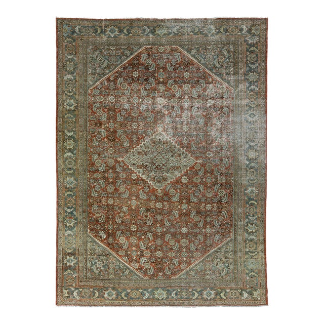 Red Antique Persian Mahal Wool Rug Allover Motif From the 1900s For Sale