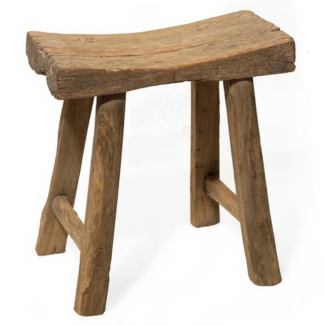 Vintage Elm Saddle Stool For Sale - Image 4 of 4