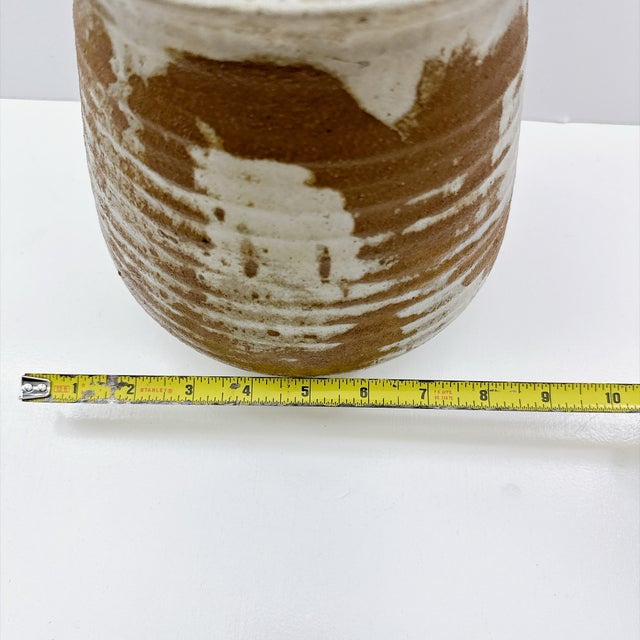 Vintage Studio Pottery Lidded Canister Signed Handmade Stoneware Rustic Wabi Sabi For Sale - Image 9 of 12