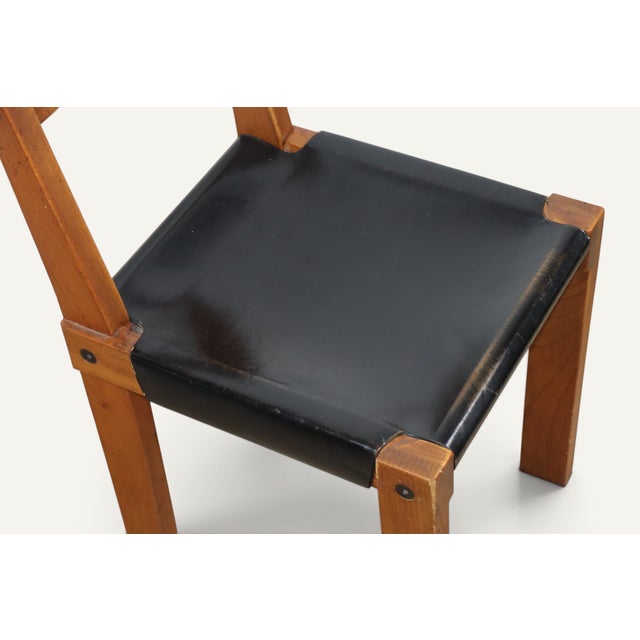 Vintage S24 Chair in Elm and Black Leather by Pierre Chapo, 1970 For Sale - Image 16 of 18