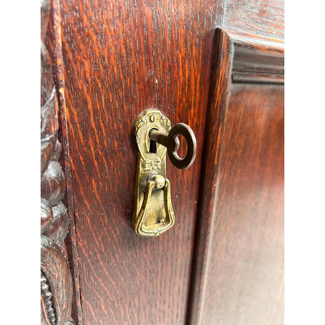 Art Nouveau Cabinet with Shelf with Distinctive Floral Carvings, 1890s For Sale - Image 5 of 11