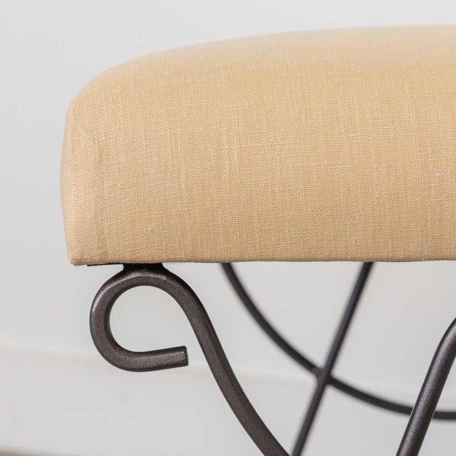 Panoplie Iron Loop Stool, Yellow Linen For Sale - Image 9 of 11