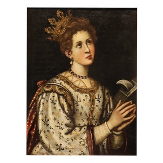 Francesco Curradi, Saint Catherine of Alexandria Curradi, 17th Century, Oil Painting on Canvas, Framed For Sale