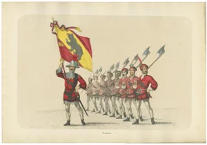 H. Jenny, Bernese Banner Carrier Leading Halberdiers in Swiss Confederation Pageantry, 1855, Print
