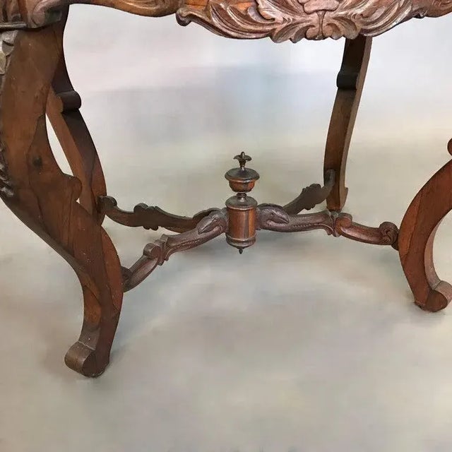 19th Century Victorian Carved Rosewood and Marble Table For Sale In New York - Image 6 of 7