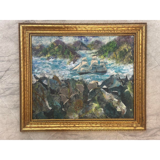 Vintage Mixed Media Seascape Painting, Framed For Sale In Charleston - Image 6 of 8