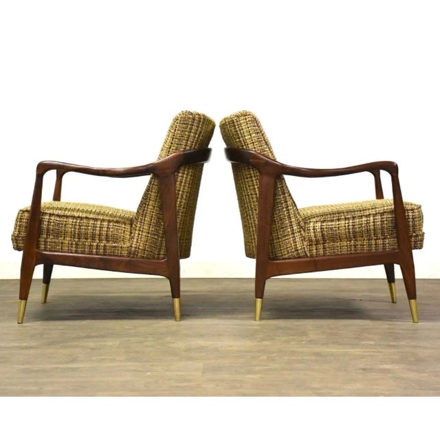 Mid-Century Modern 1960s Walnut Sculptural Lounge Chairs - a Pair For Sale - Image 3 of 10