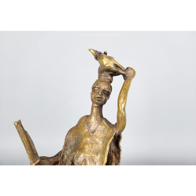 Early 20th Century Antique African Tribal Hand Made Bronze Hunter Sculpture - Benin / Ashanti For Sale - Image 4 of 8