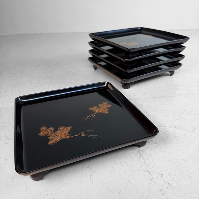 Black Japanese Lacquerware Tray with Gold Decoration, 1930s For Sale - Image 8 of 18