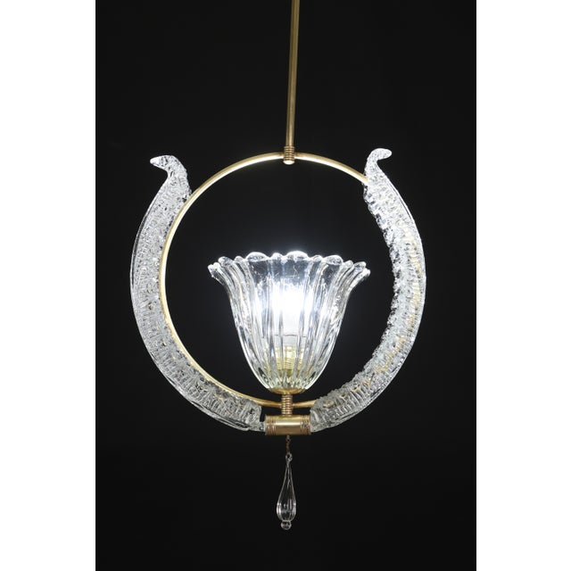 1950s Amazing Murano Glass Art Deco Pendant Chandelier by Ercole Barovier, 1940s For Sale - Image 13 of 16