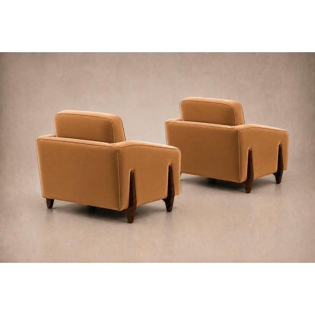 Wood Pair of Brazilian Modern Armchairs in Rosewood and Caramel Mohair by Jean Gillon, 1960s - 1116 For Sale - Image 7 of 18