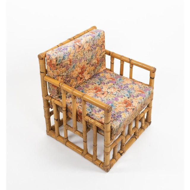 Mid-Century Bamboo and Rattan Armchairs attributed to Vivai del Sud, Italy, 1970s, Set of 2 For Sale - Image 12 of 16