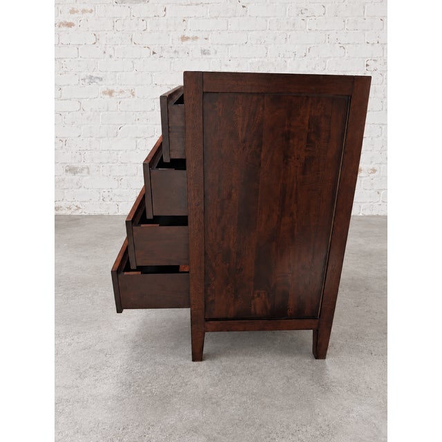 Brown Vintage Crate and Barrel Solid Wood 4 Drawer Dresser/Chest of Drawers With Soft Close Drawers For Sale - Image 8 of 8