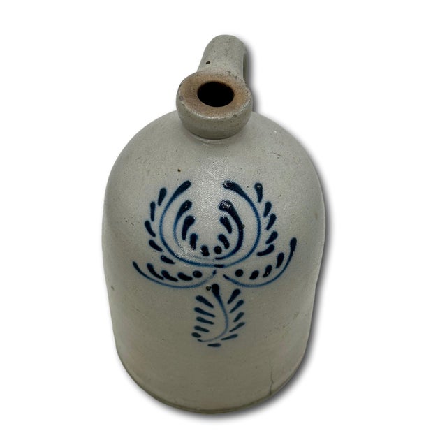 Late 19th Century Nice Small 1 Gallon Size Antique Early American Blue Decorated Stoneware Spirits Jug - Circa Late 19th Century For Sale - Image 5 of 18