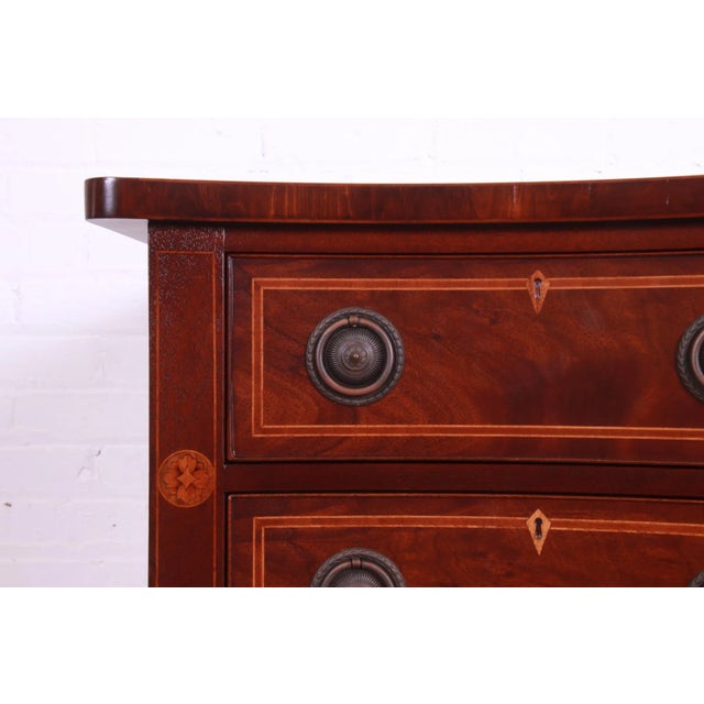 Brown Baker Furniture Hepplewhite Flame Mahogany and Inlaid Satinwood Sideboard, Newly Refinished For Sale - Image 8 of 13