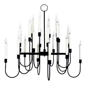 1960's Black Enameled Metal 12-Arm Candelabra Style Chandelier in the Style of Tommi Parzinger