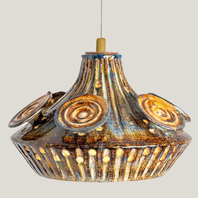 Danish Yellow Ceramic Pendant Light, 1970 For Sale - Image 9 of 18