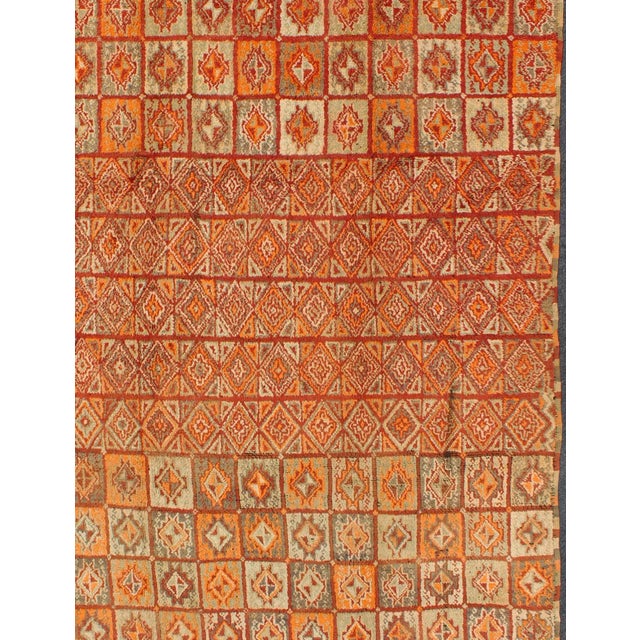 Vintage Moroccan Rug in Autumn Colors, Red, Pumpkin, Orange and Light Green. Keivan Woven Arts, . This colorful Moroccan...