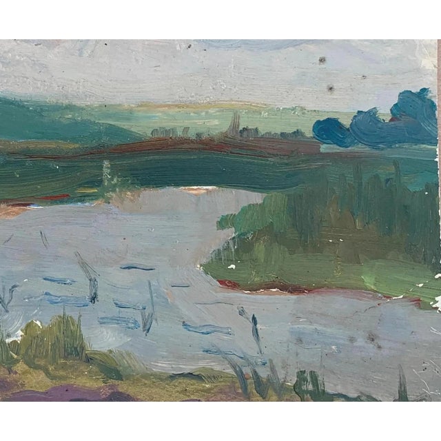 Original River Landscape Oil Painting, Ukrainian Artist, 1960s For Sale - Image 6 of 6